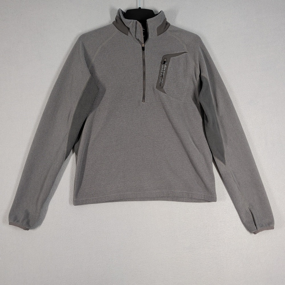 Marmot Fleece Pullover Mens Medium Gray 1/2 Zip Hiking Outdoor Sweatshirt